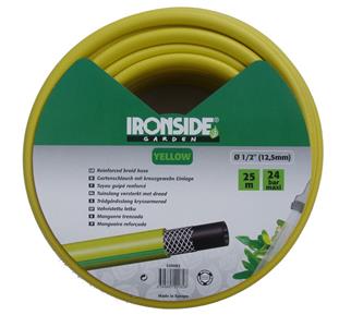 Ironside vandslange 1/2" 25m armeret gul