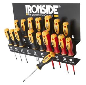 Ironside XXL skruetrækkersæt lige kærv/PH/PZ/torx/6kt med stativ