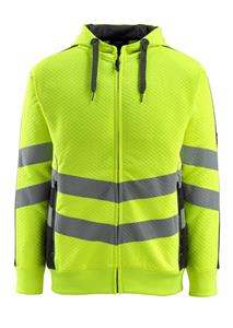Mascot Corby 50138-932 sweatshirt gul/sort gul/sort hi-vis med hætte, lynlås